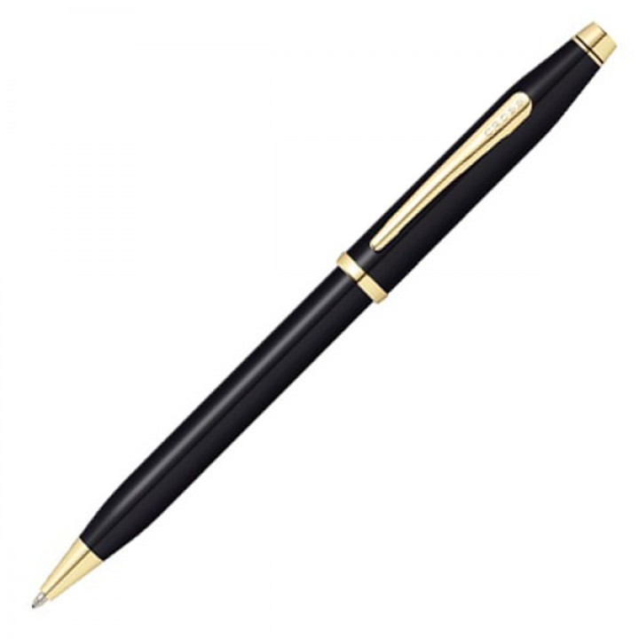 Cross Ballpoint Pen Century II Black Lacquer 23K Gold Plated 412WG-1