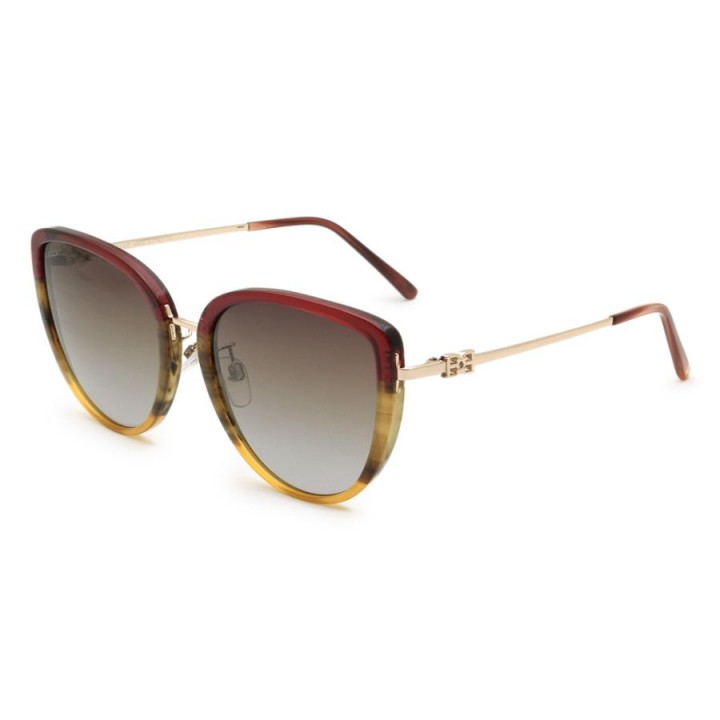Bally Sunglasses Women's Bordeaux + Yellow Marble + Rose Gold BY0088-D-71T-58