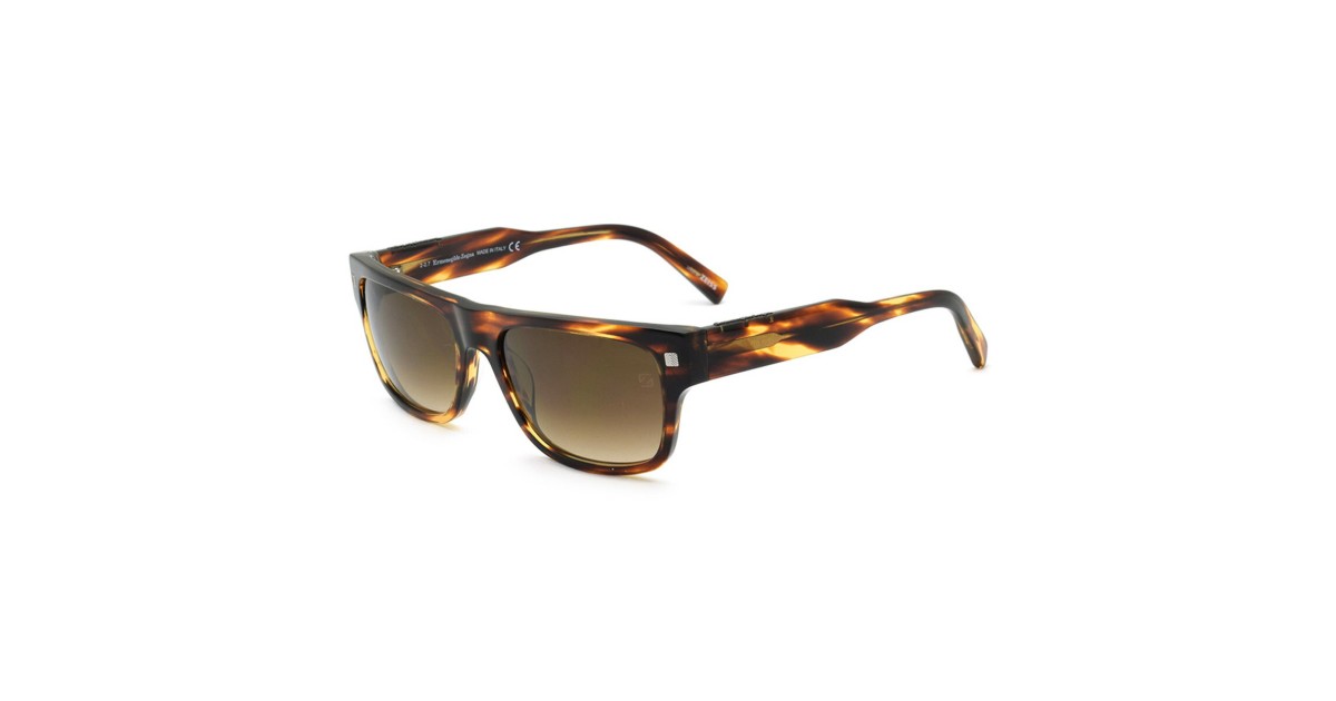 Zegna Sunglasses Unisex Brown Stripe Havana EZ0088-47F-56