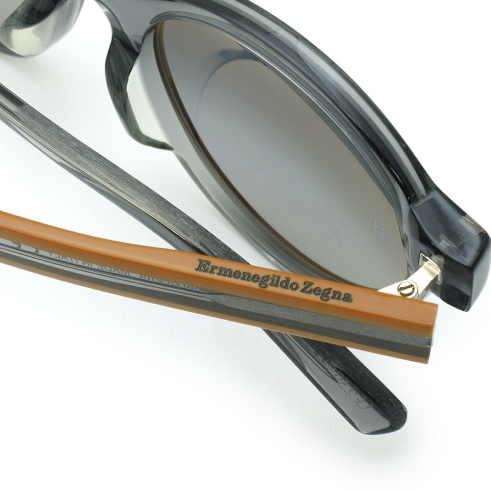 ゼニア EZ0100F 20C 52 サングラス クリア グレー キャメル Zegna Sunglasses Men's Clear Gray + Camel EZ0100-F-20C-52