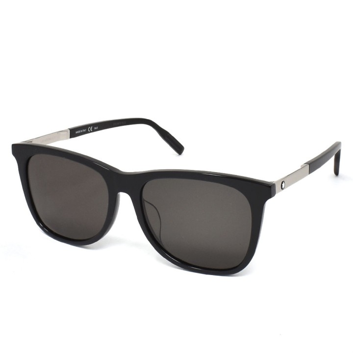 Montblanc Sunglasses Unisex Black + Silver MB0017SA-001