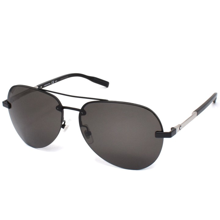 Montblanc Sunglasses Unisex Black + Silver MB0018S-005