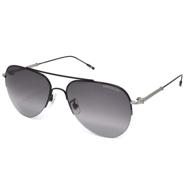Montblanc Sunglasses Men's Silver + Black MB0037S-003