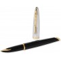 Waterman Fountain Pen Carène Gloss Black & Silver Plated with 23k Gold Clip S0699920