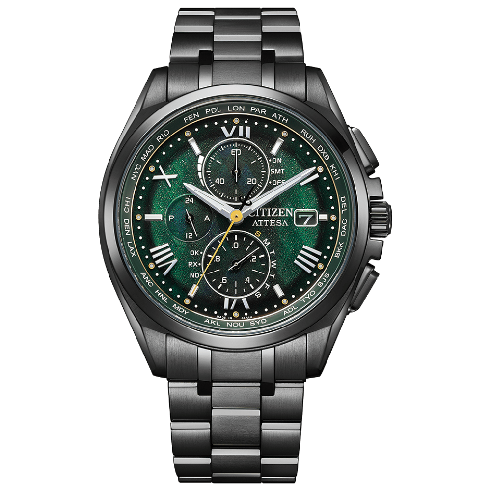 Citizen Attesa LIGHT in BLACK 2022 GREEN Limited Edition AT8049